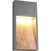 TRIO Lighting LED utomhus vägglampa SALMON, Ljust trä, Aluminium / grå / zink, Modern, LED-vägglampa utomhus