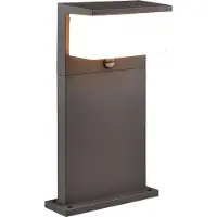 TRIO Lighting Nestos LED-piedestallampa med rörelsesensor, IP54, Svart, Aluminium / grå / zink, Modern
