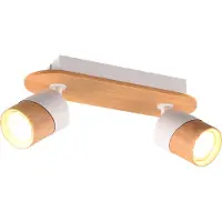 TRIO Lighting Takspotlight Aruni av trä, 2 lampor vit Aruni, dimbar, Ljust trä, Vardagsrum / matsal, Trä, Modern, Spotlight