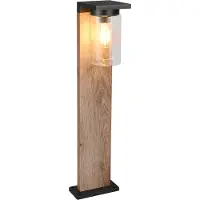 TRIO Lighting Pollare uthomus ARDILA, dimbar, Ljust trä, Aluminium / grå / zink, Modern, Utomhuslampa