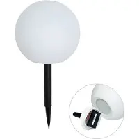 QAZQA Utomhuslampa vit 25 cm inkl LED IP44 solcell RGBW - Ludger