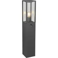 TRIO Lighting Sensorväglampa GARONNE, antracit, höjd 80 cm, metall IP44 dimbar, Svart, Aluminium / grå / zink, Modern
