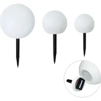 QAZQA Set om 3 vita utomhus golvlampor inkl. LED solcell IP44 - Ludger