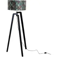 QAZQA Golvlampa svart med sammetslampskärm bladmönster 50 cm - Puros