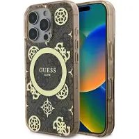 GUESS IML Peony på 4G-bakgrund MagSafe-fodral för iPhone 16 Pro Max - Brun