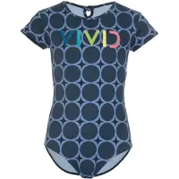 Vivid Baddräkt marinblå / duvblå / kiwi / lax
