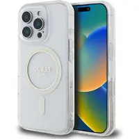 GUESS IML Glitter Circle MagSafe-fodral för iPhone 16 Pro Max - Klar