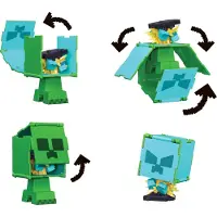 Mattel Minecraft Flippin Figs Figures Collection med 2-i-1 Fidget Play 3,75-tums skala stora huvuden och pixlat design (tecken kan variera)