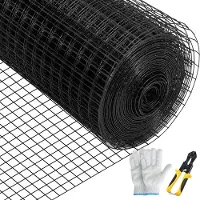 Vevor Duk av stål, 91 cm x 137 cm och 2,5 cm x 2,5 cm maskstorlek, galvaniserat stål, vinylbelagt, 16 Gauge hönsnät, med avbitartång och ett par tyghandskar, för trädgårdsstängsel och husdjursgårdar.