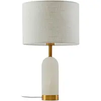 LINDBY Bordslampa Alabaster , Vitt / opal, Vardagsrum / matsal, Textil / tyger / siden, Skandinavisk, Bordslampa
