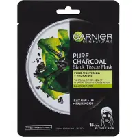 Garnier Pure Charcoal Black Tissue Mask - Purifying & Hydrating Pore-Tightening Mask, 28g