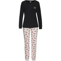LASCANA Pyjamas ljusbrun / svart / vit