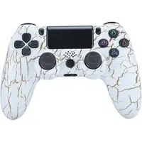 Mtp Products Trådlös spelkontroll Gamepad för PS4 Speljoystick med högtalare och stereoheadsetuttag - Vit spricka