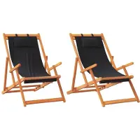 vidaXL Hopfällbara strandstolar 2 st svart tyg