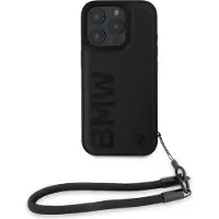 BMW Signature Leather Wordmark Cord Fodral för iPhone 16 Pro - Svart