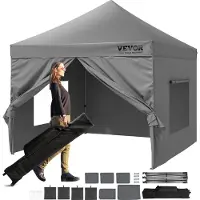Vevor Pop Up Baldakin Tält Utomhus Lusthus tält 304,8 x 304,8 cm med sidoväggar mörkgrå