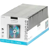 Vivanco 31701, Slimline-fodral, 1 diskar, Svart, Vit, 50 styck, 124 mm, 143 mm