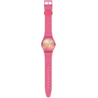 Swatch Gent Serie Kvartsverk 30M Vattentålig Klocka 34X39.2Mm Blommig Urtavla Plastboett Silikonarmband Damklockor GP169 Pink