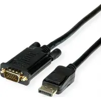 Value DisplayPort / VGA Adapterkabel DisplayPort-kontakt, VGA 15-polig Kontakt 2.00 m Svart 11.99.5802 med låsskydd DisplayPort-kabel