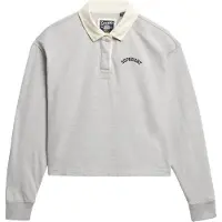Superdry för kvinnor. W2012352A Rugby polotröja vit (S), Casual, Grå, Bomull, Lång ärm