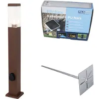 QAZQA Utomhuslampa rostbrun 80 cm med uttag IP44 - Malios