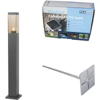 QAZQA Modern utomhusstolpe mörkgrå med rökfärgat glas 80 cm - Malios