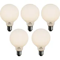 LUEDD Set med 5 E27 3-stegs dimbar LED-lampa opal G95 4W 450lm 3000K