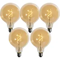 LUEDD Set med 5 E27 dimbara LED-lampor spiralfilament guld G125 4W 270 lm 2200K