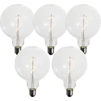 LUEDD Set med 5 E27 dimbara LED-lampor spiralfilament G125 4W 270 lm 2200K