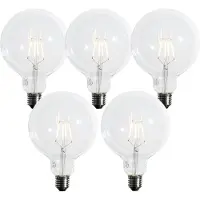 LUEDD Set med 5 E27 3-stegs dimbara LED-spiralfilamentlampor G125 4W 450 lm 2700K