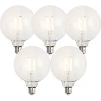 Luumr Set med 5 Smarta dimbara LED-lampor E27 G125 Klar 7W 806lm 2700-6500K