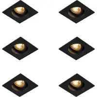 QAZQA Set med 6 moderna infällda spotlights svart 9,3 cm roterbara och lutningsbara - Chuck