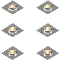 QAZQA Set med 6 infällda spotlights fyrkantig aluminium justerbar - Chuck