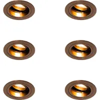 QAZQA Set med 6 infällda spotlights mörkbrons runda justerbara - Chuck