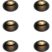 QAZQA Set med 6 moderna infällda spotlights svart med guld, roterbara och lutningsbara - Alloy