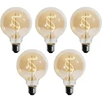 LUEDD Set med 5 E27 Dimbar LED-spiralglödlampa G95 4W 270lm 2700K
