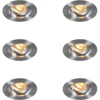 QAZQA Set med 6 infällda spotlights runda aluminium justerbara - Chuck