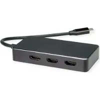 Value USB-C Adapter [1x USB-C hane - 3x HDMI hona] Multi-Display Adapter USB Typ C - 10 cm 4K UHD