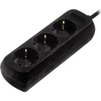 Hama 00108843, 3 AC-utgångar, 230 V, 3500 W, Svart, Plast, 5 m