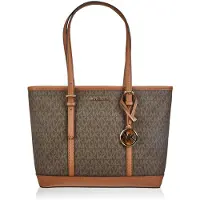 Michael Kors Jet Set Travel Klassisk Monogramtryck Pendlarmode Stor Kapacitet Toteväska Dam tote 35S0GTVT1V-200 Basic Set (Bag+Dust Bag)