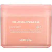Mediheal Kollagen Ampull Pad - Fyrkantiga bomullsfrgade ansiktsvattenkuddar Kollagen och ceramid - Huduppstramande och terstller elasticitet -