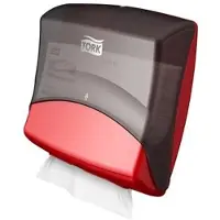 Tork Dispenser, 654008, Plast, Manuel, HxBxD: 39.4 x 42.7 x 20.6 cm, Sort/Rød