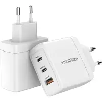 Mobilizera Mobilize väggladdare 2x USB-C + 1x USB GaN 65W vit med PD/PPS