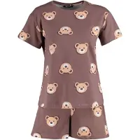 Trendyol Kort pyjamas umbra / cappuccino / svart / vit
