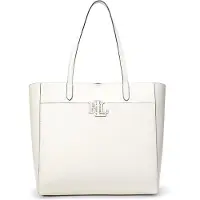 Ralph Lauren för kvinnor. 431960183003 Cameryn stor tote väska off-white kornigt läder (OSFA), Vit, Casual, Hud