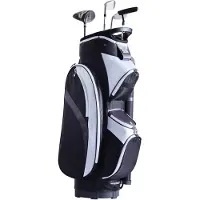 Vevor Golfvagnsväska med 14-vägs organiseringsavdelare, 36” flera fickor Premium Nylonvagnsväska, Slitstarka golfbagar med handtag, dammskydd och avtagbara remmar för män och kvinnor, svart färgblock