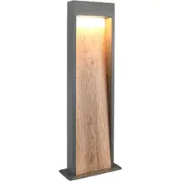 TRIO Lighting LED pollare SALMON, Ljust trä, Aluminium / grå / zink, Modern, LED-utomhuslampa