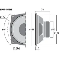 Monacor SPM-165/8, Drivenhet till mellanregisterhögtalare, 60 W, Rund, 150 W, 8 O, 0 - 5000 hz