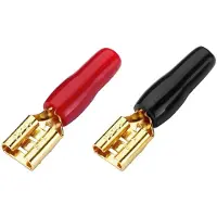 Monacor 0344930 Flatstiftkontakt Guldpläterad kontakt Anslutningsbredd: 6.3 mm Röd, Svart 20 st Package