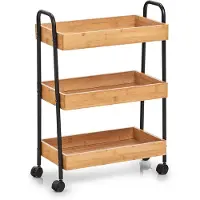 Zeller sidovagn, bambu/metall, svart, 50x28x70 cm